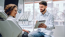 Woman smiling in the dental chair