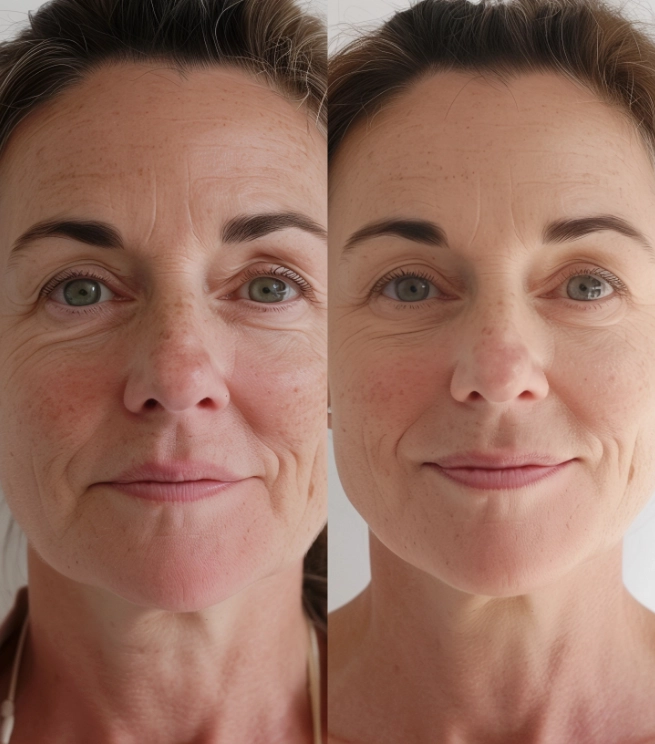 Woman smiling before and after Botox treatment