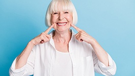 Woman smiling with dentures