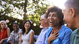 Diverse group of friends laughing together