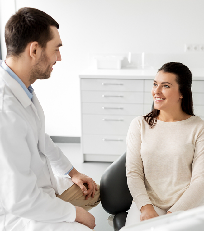 Woman listening to her dentist