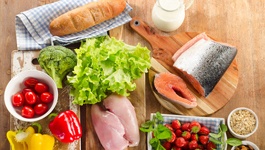 Assortment of foods sitting on a table