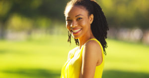 portrait of a woman in a field