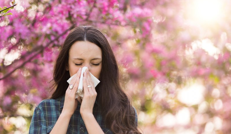 Woman with seasonal allergies