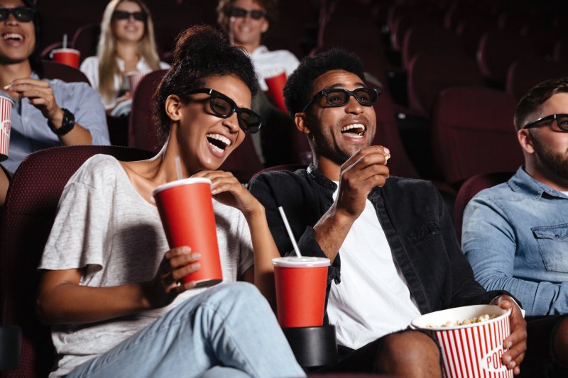 Veneers patient out with friends at the movies